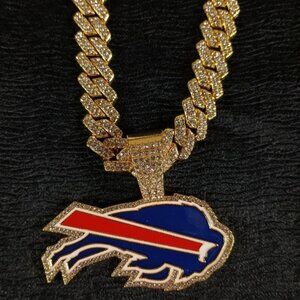 NFL Buffalo Bills 20 Inch Necklace Pendant Cuban Chain Link Football Jewelry